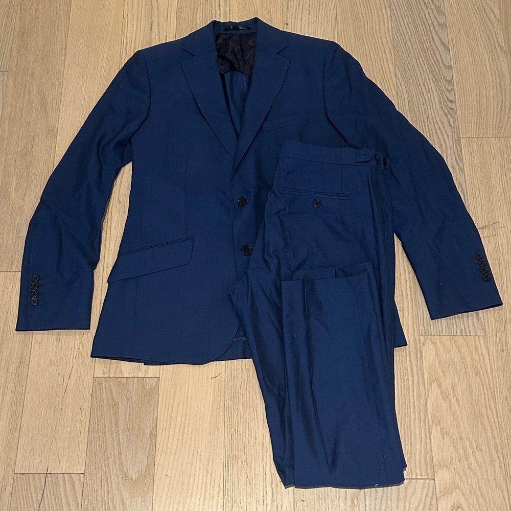 Reiss Wool Three Piece Blue Suit